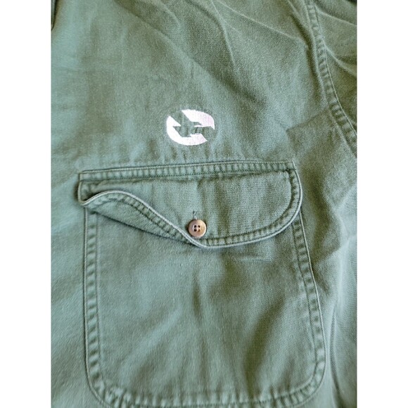 Lands End Mens XL 17 Shirt Button Up Green Logo Short Sleeve Canvas Duck Vtg 90s - Picture 5 of 12